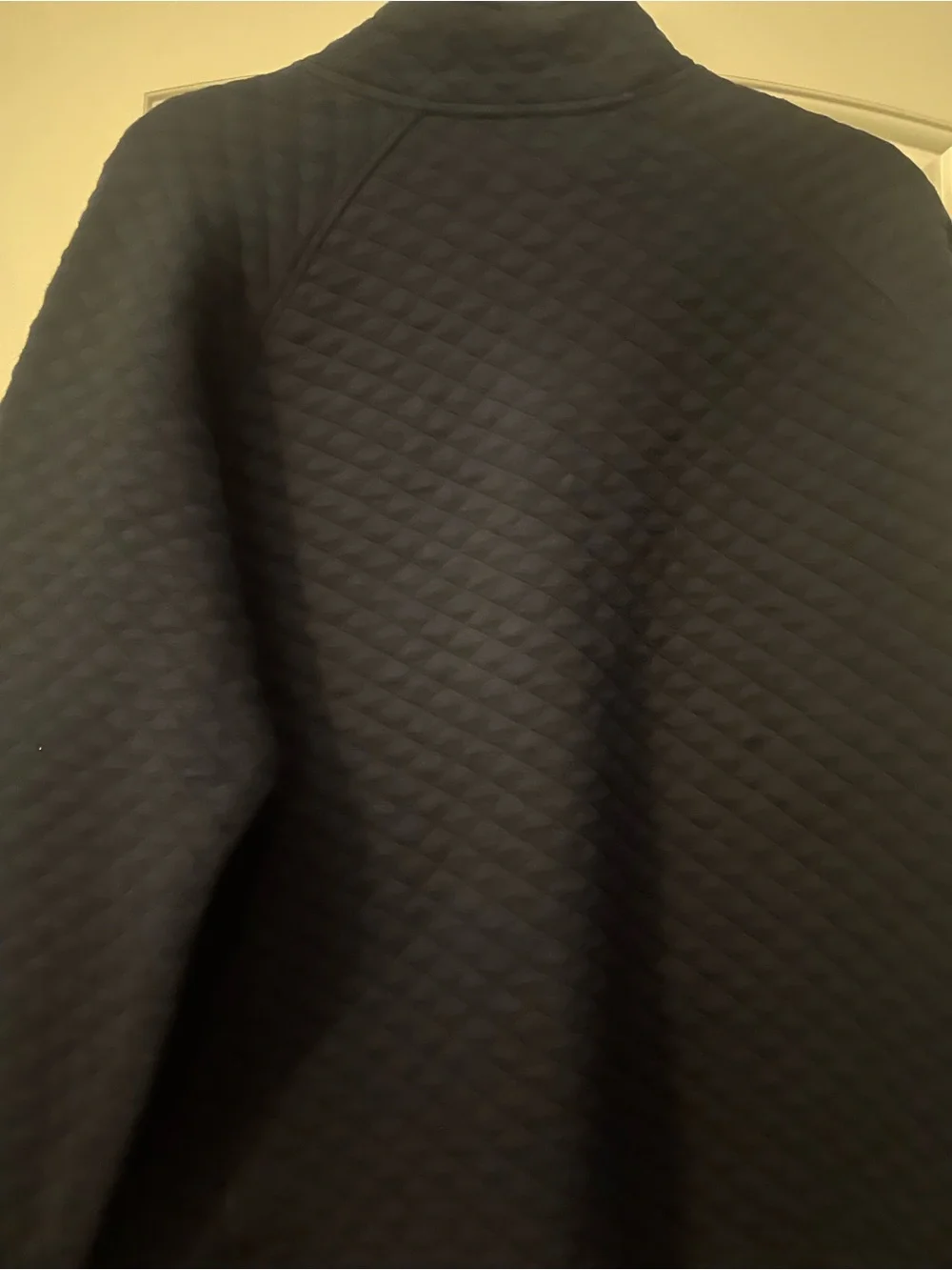 Eddie Bauer Quilted Navy Crewneck Pullover with Button Placket